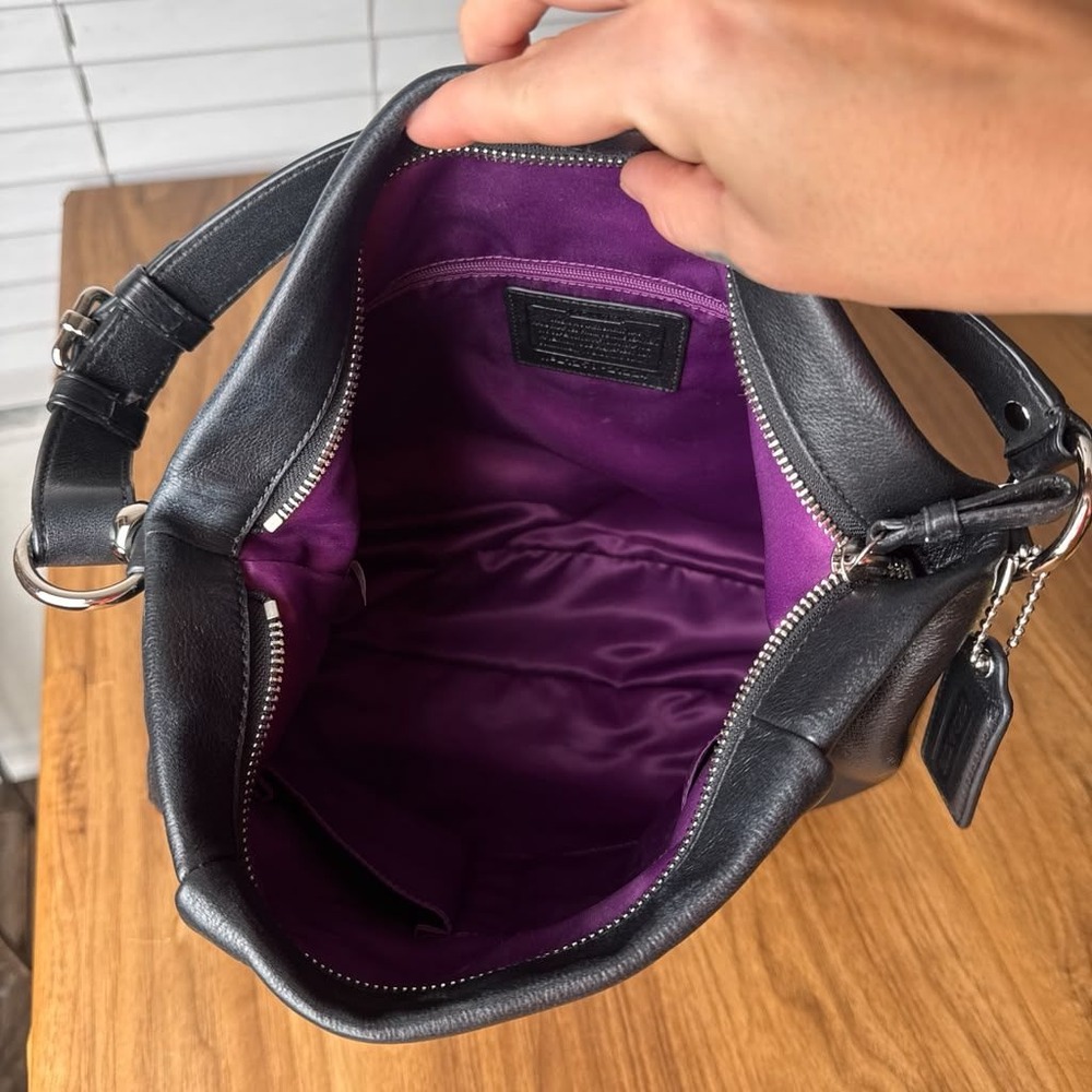 Coach Madison Isabelle Black Leather Hobo Shoulder Bag 21224 - Picture 4 of 16